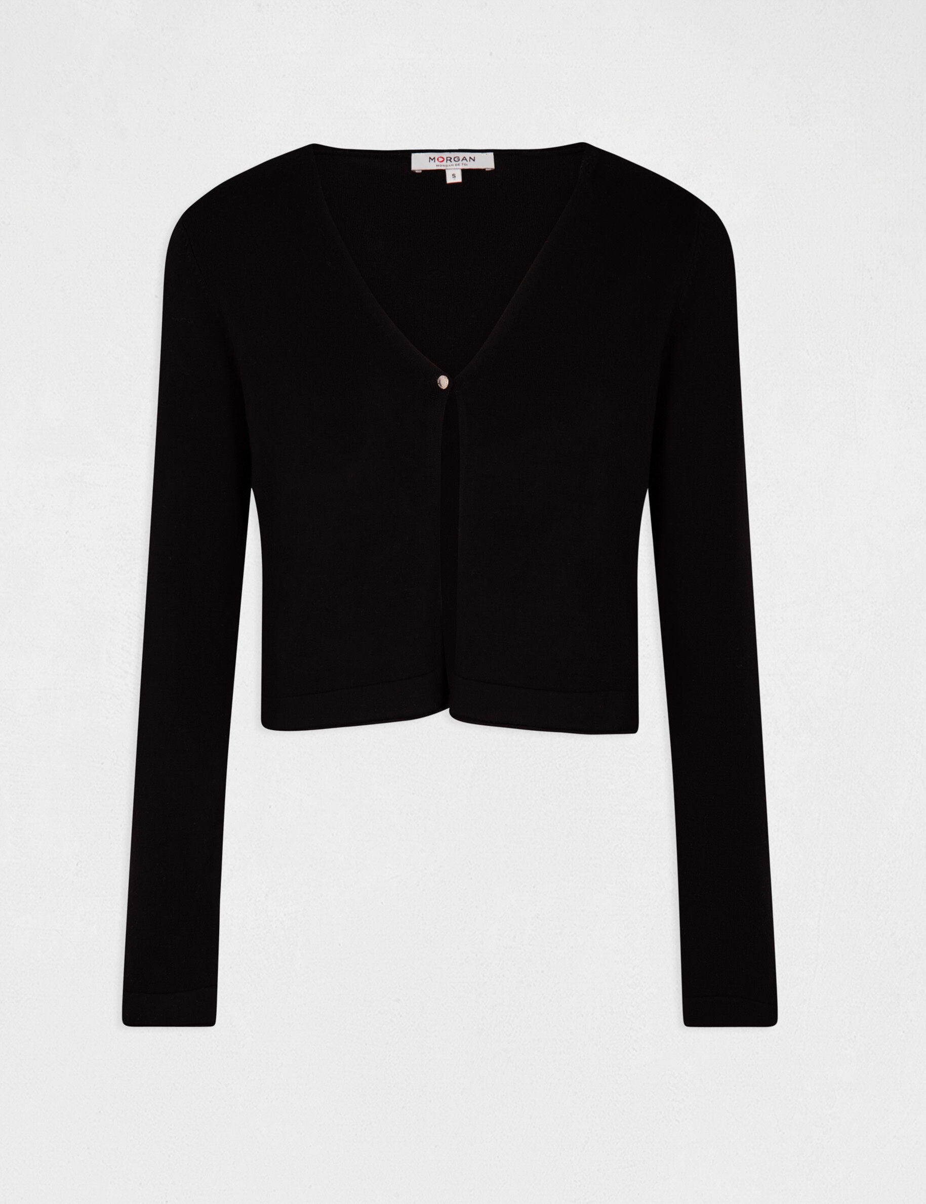 Gilet manches longues à col en V noir femme - noir