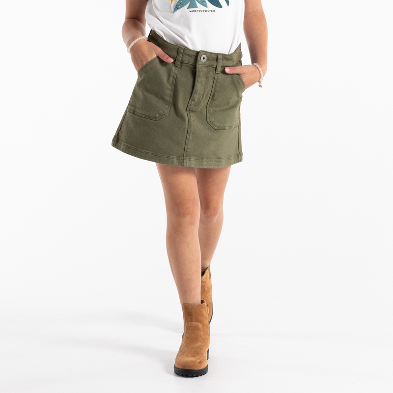 Mini-jupe en toile verte fille