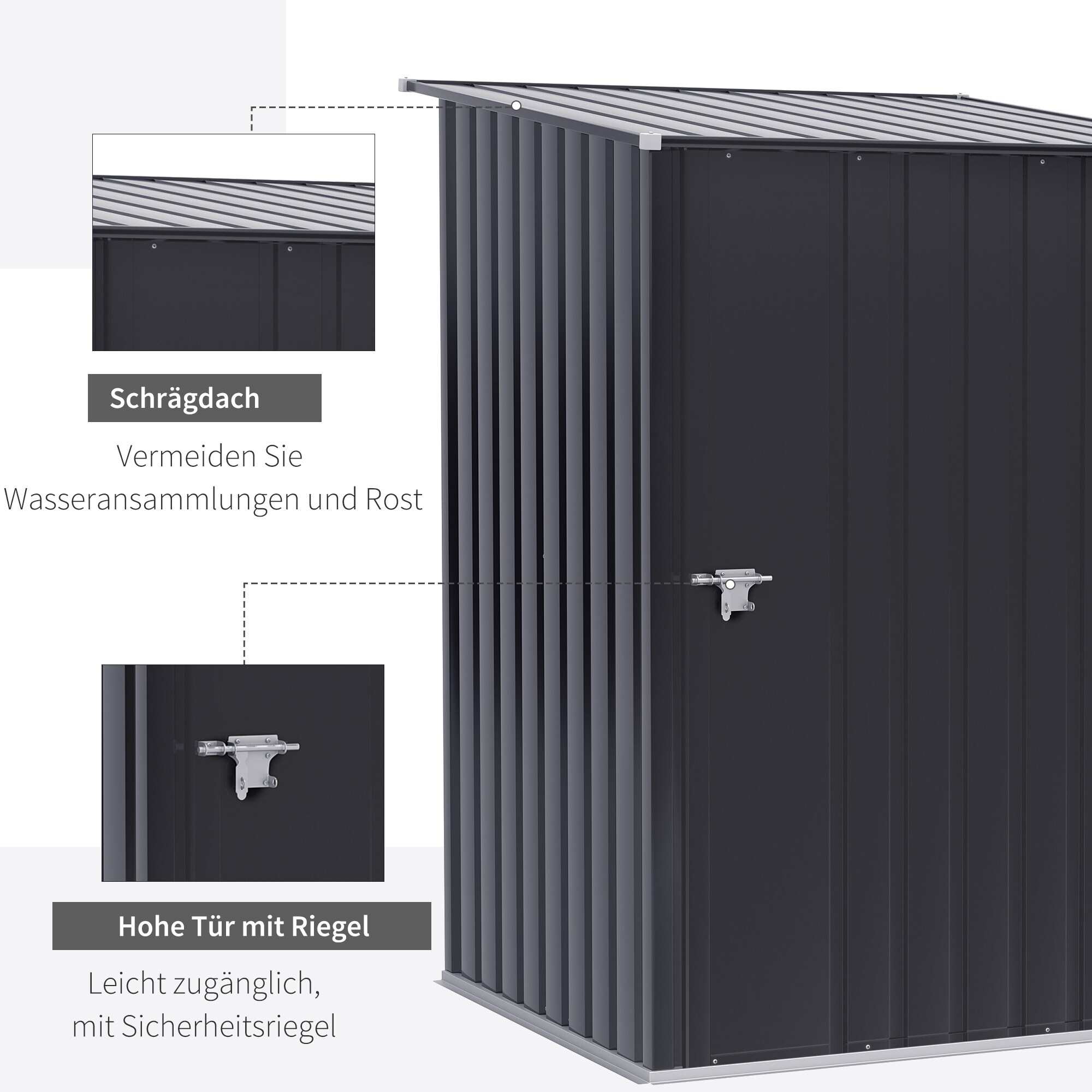 Outsunny Gerätehaus mit Pultdach grau 100B x 103T x 160H cm