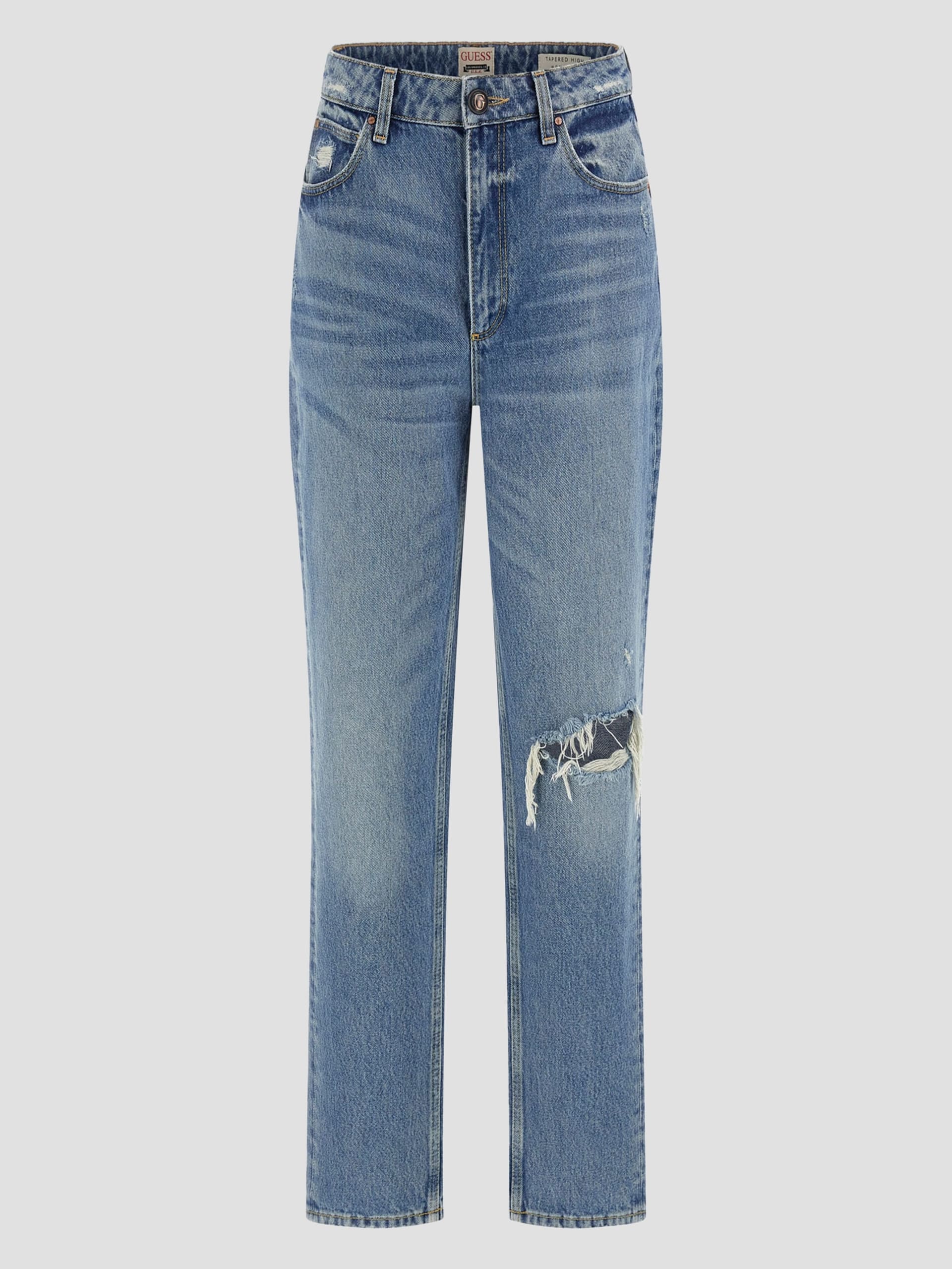 Calça jeans mom eco destroyed