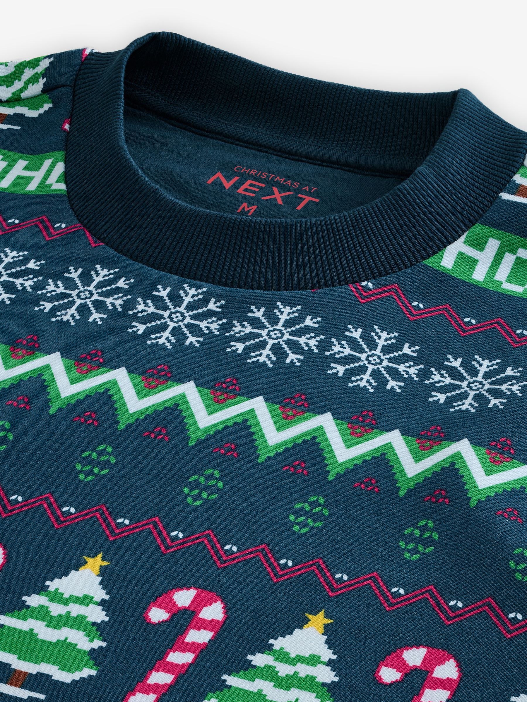 Blauw/Groen - Kerstsweatshirt met ronde hals