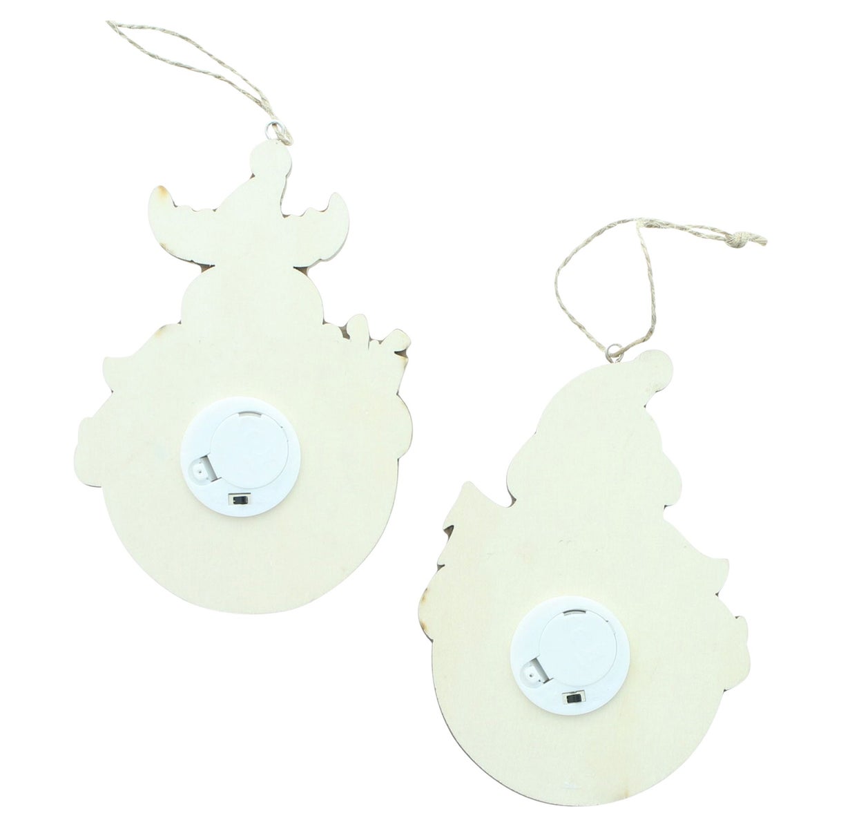 FRANK FLECHTWAREN | LED Hanger Sneeuwpop & Eland, Set van 2, 10 x 2 x 14 cm, HOUT, JUTE