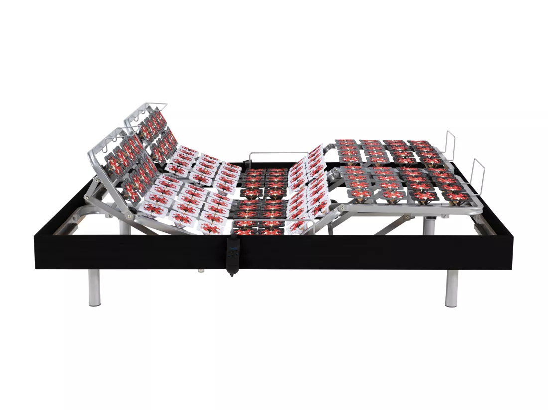 Sommier électrique de relaxation déco 2x48 plots - 2 x 70 x 190 cm - Noir - NAFURI de YSMÉE