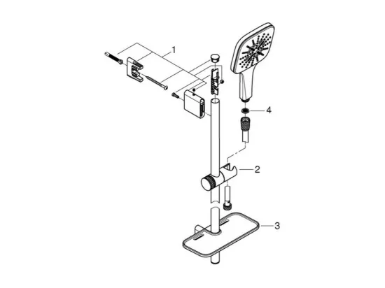Pommeau de douche GROHE Rainshower Smartactive 130 Cube 3 jets avec barre