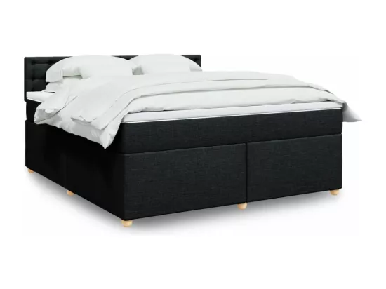 Sommier à lattes de lit avec matelas Noir 180x200 cm Tissu