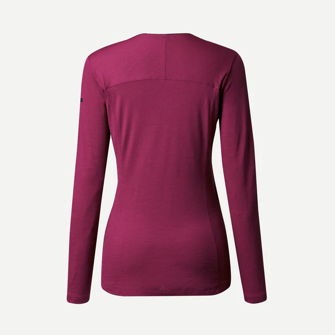 Decathlon Forclaz - Camiseta feminina de manga comprida Forclaz MT500 em lã merino - BORDÔ