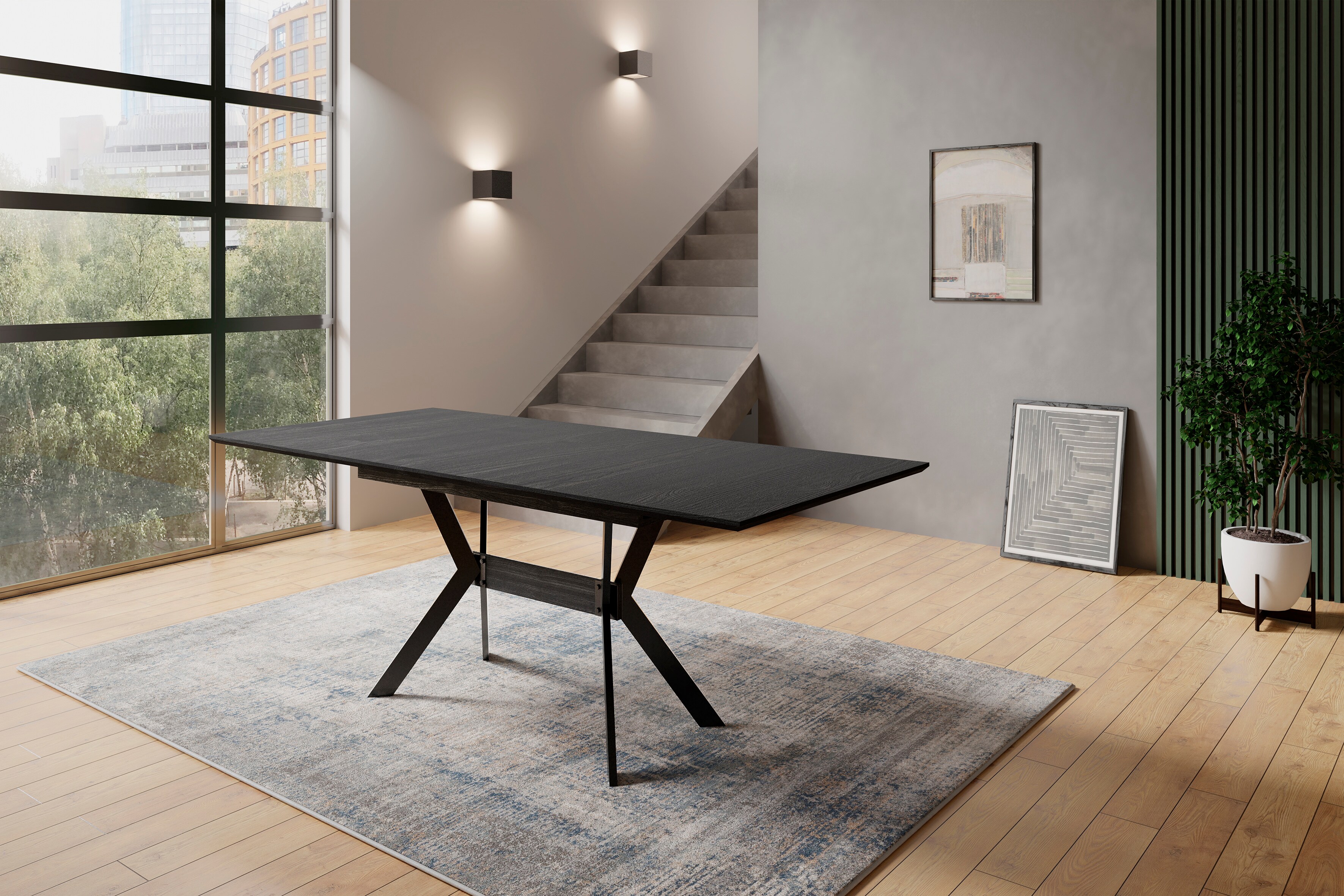 byLIVING Esstisch BREMEN, Breite 160 cm, mit Auszug 200 cm, schwarz