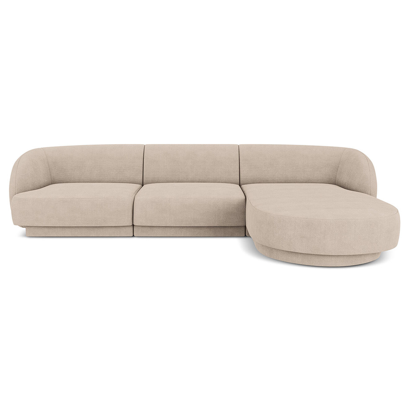 Micadoni Canapé d'Angle Droit Miley chenille 4 Places beige - 259x155x74 cm