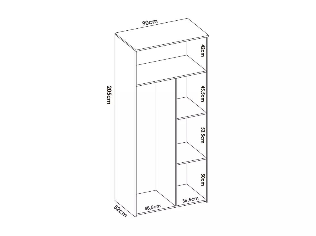 Garde-robe 3 portes Dfleetwoo, Meubles de chambre, Penderie de plain-pied, Placard à vêtements, 90x53 h202 cm, Blanc