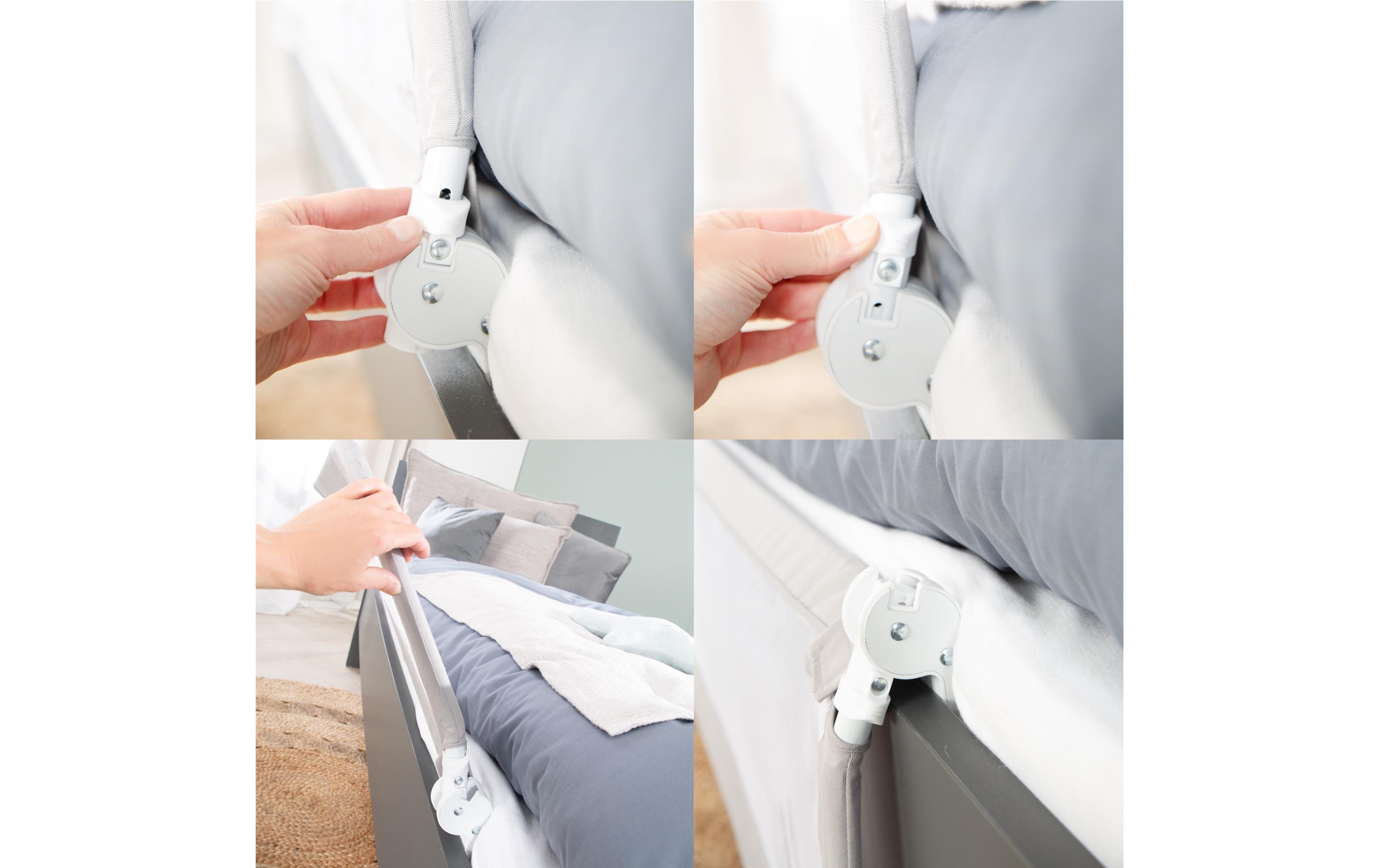 Bettgitter Klipp-Klapp Taupe 100 x 40 cmKlappbares Bettschutzgitter für Babys und Kinder