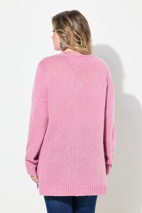 Pullover, Classic Fit, Grobstrick, Ausschnitt mit Spitze
