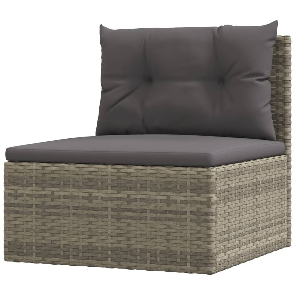 Salon de jardin meuble d'extérieur ensemble de mobilier 5 pièces avec coussins gris résine tressée