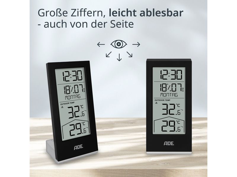 ADE Wetterstation mit Funk-Aussensensor Schwarz Wetterstation mit Funk-Aussensensor