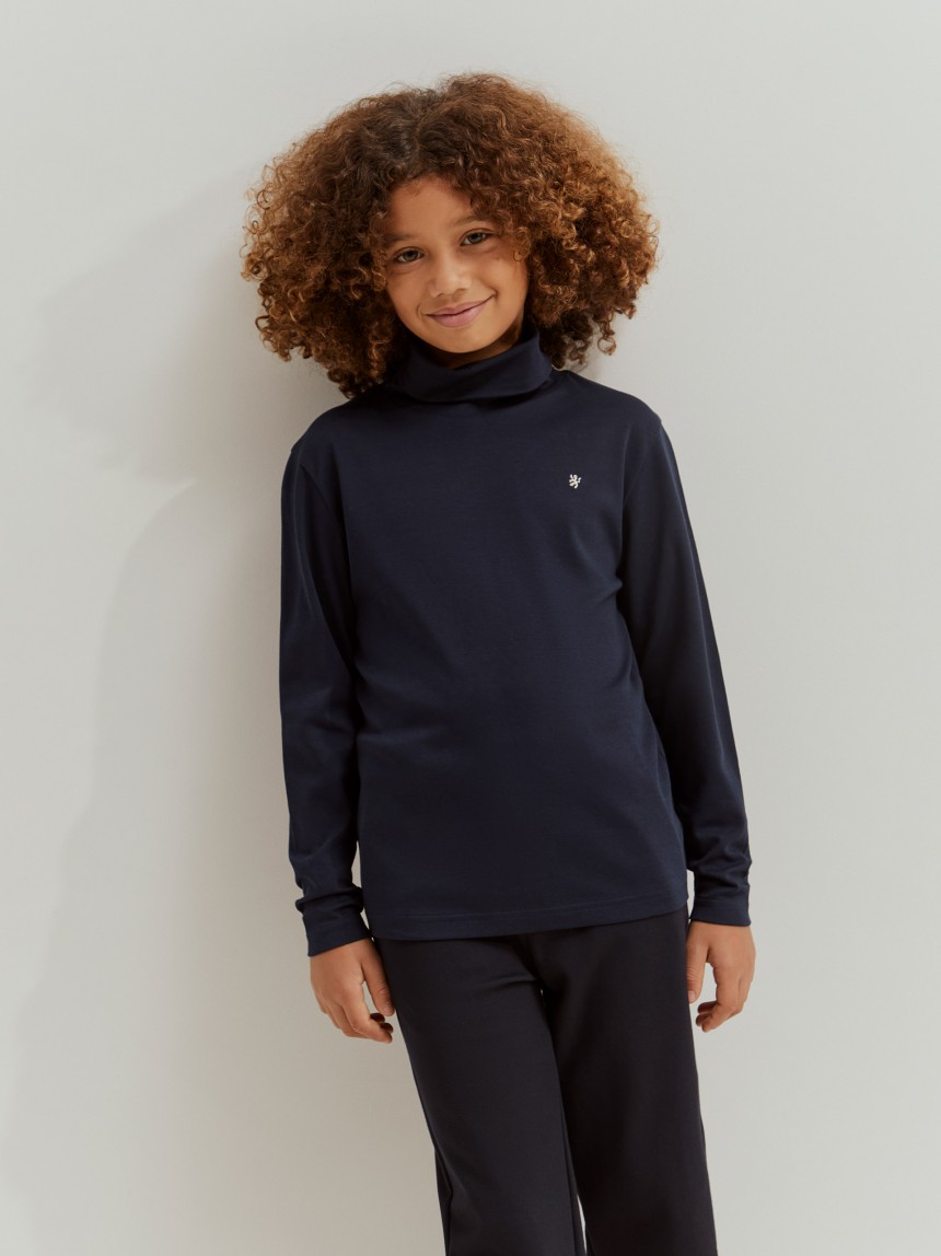 Camisola básica de gola alta em algodão