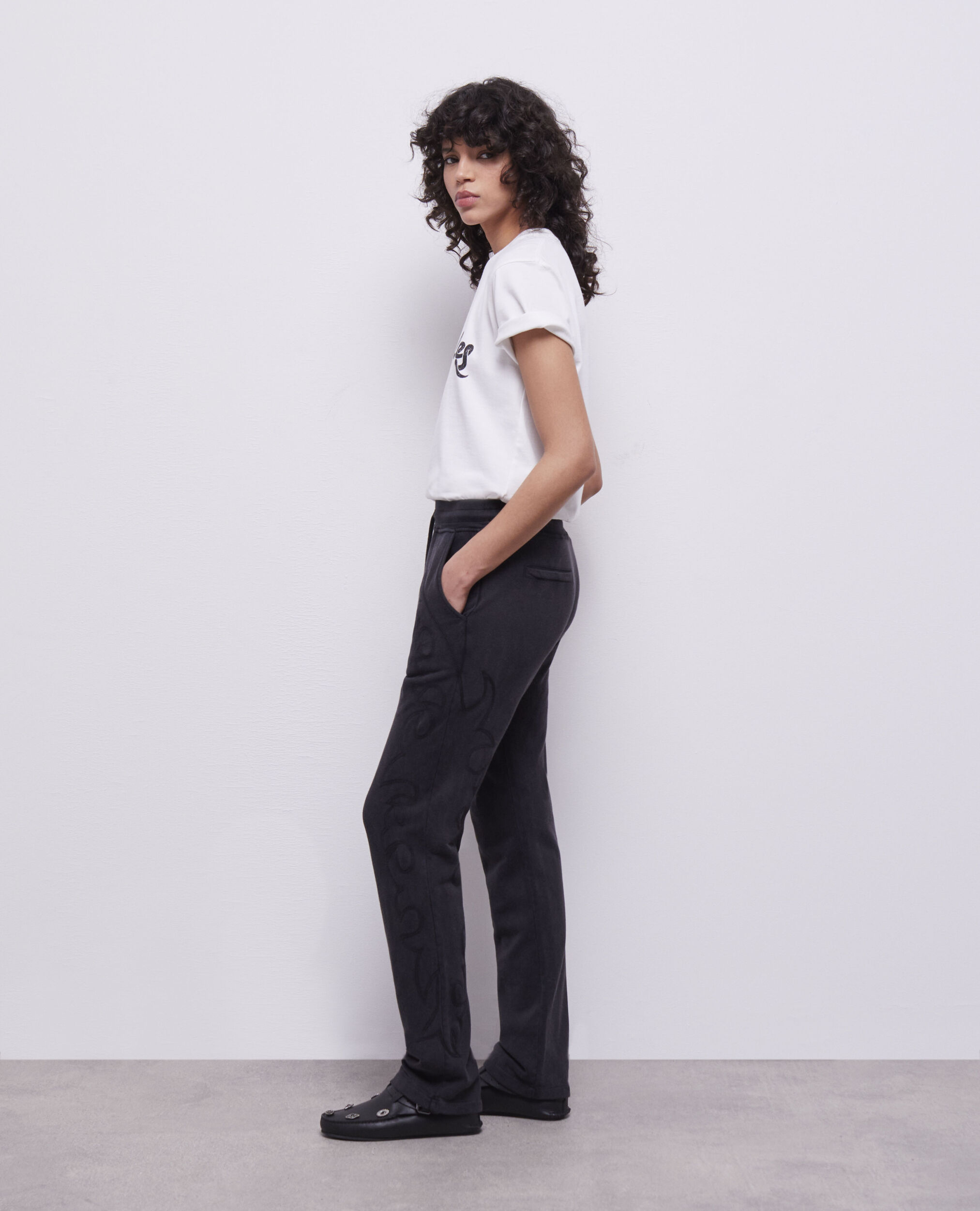 Jogging noir avec broderie Western