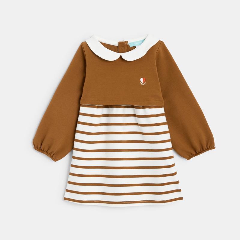 Robe 2 en 1 en molleton marron bébé fille Marron