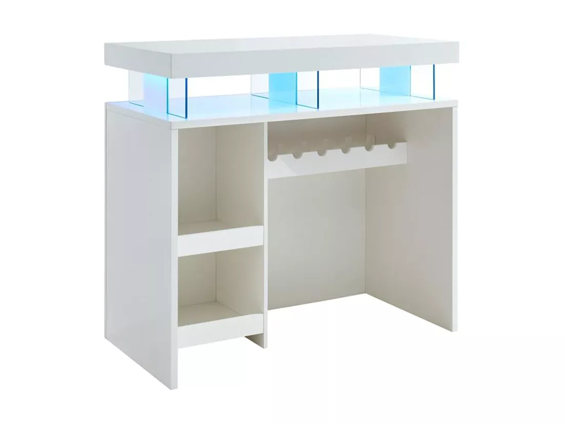 Meuble de bar avec LEDS en MDF blanc laqué - FABIO II