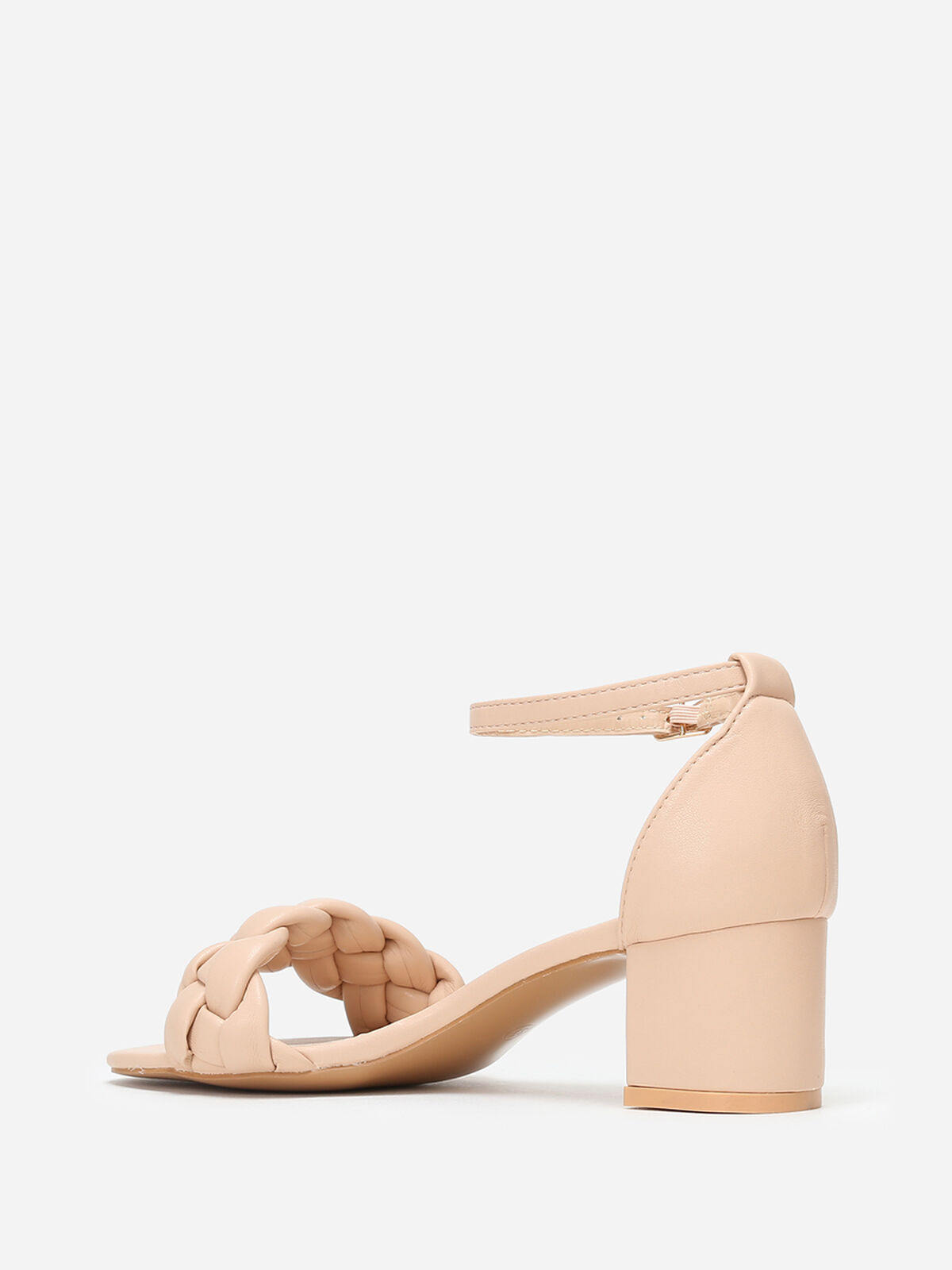 Sandales en simili à bride tressée- Beige