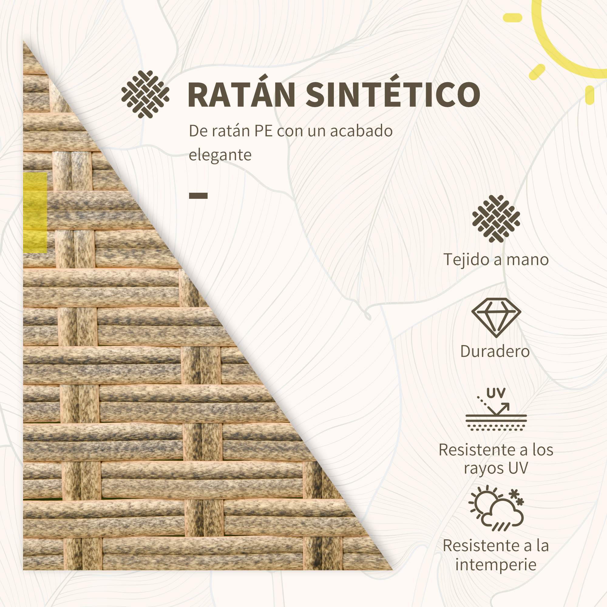 Conjunto de móveis de jardim Outsunny de 3 peças, composto por 2 cadeiras de vime e mesa com 2 almofadas acolchoadas e estrutura de aço para pátio, varanda e uso externo, marrom.