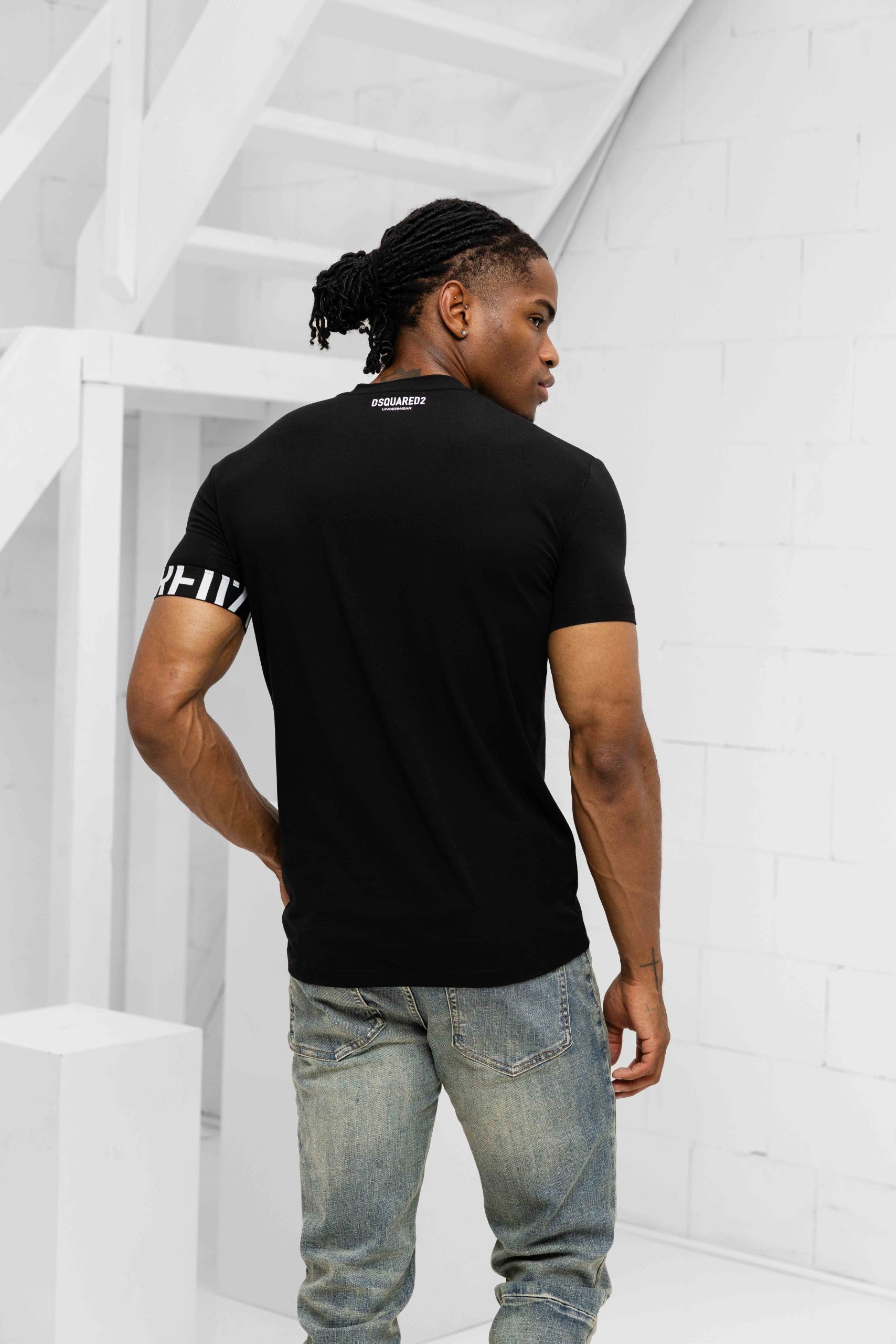 Dsquared2 Round Neck T-Shirt Heren Zwart/Wit