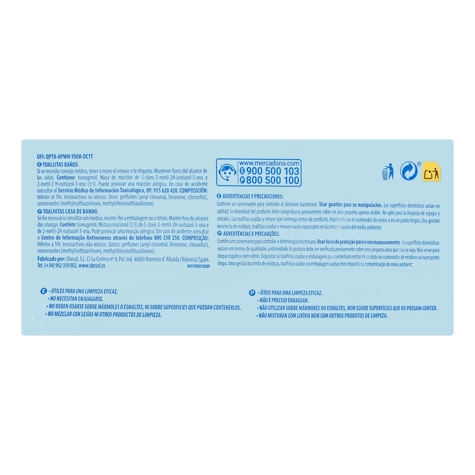 Lingettes nettoyantes pour salle de bain Bosque Verde