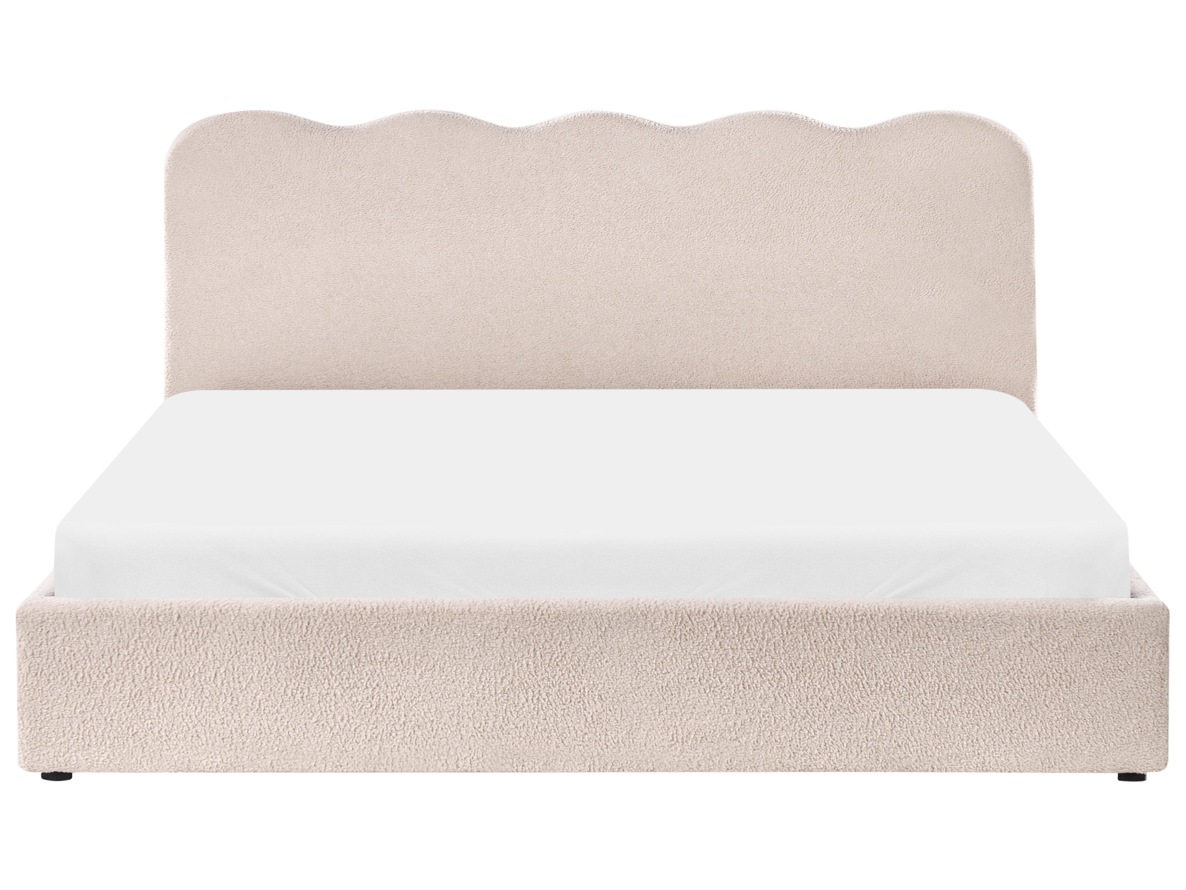 Bed met opbergruimte Bouclé NANTERRE 180 x 200 cm Beige