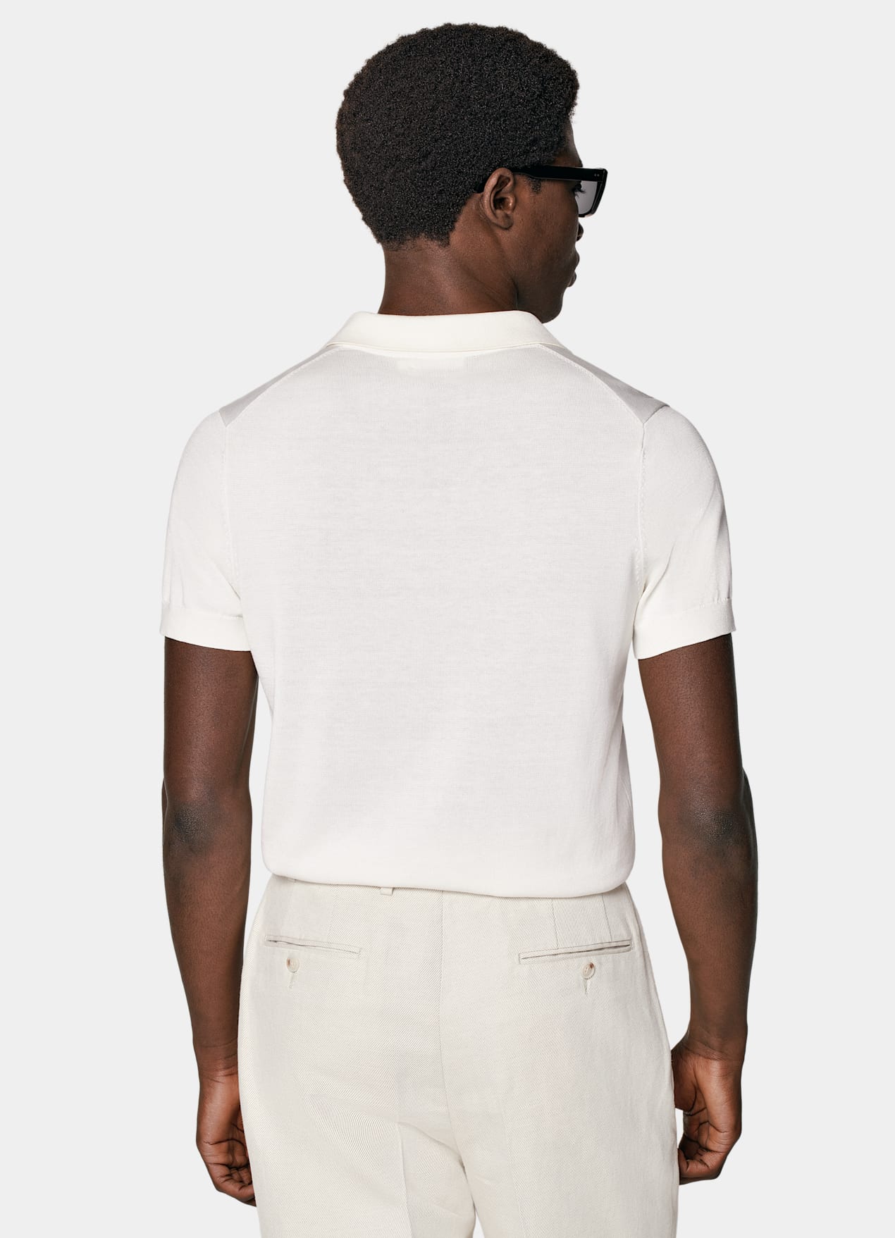 Polo sans boutons blanc cassé