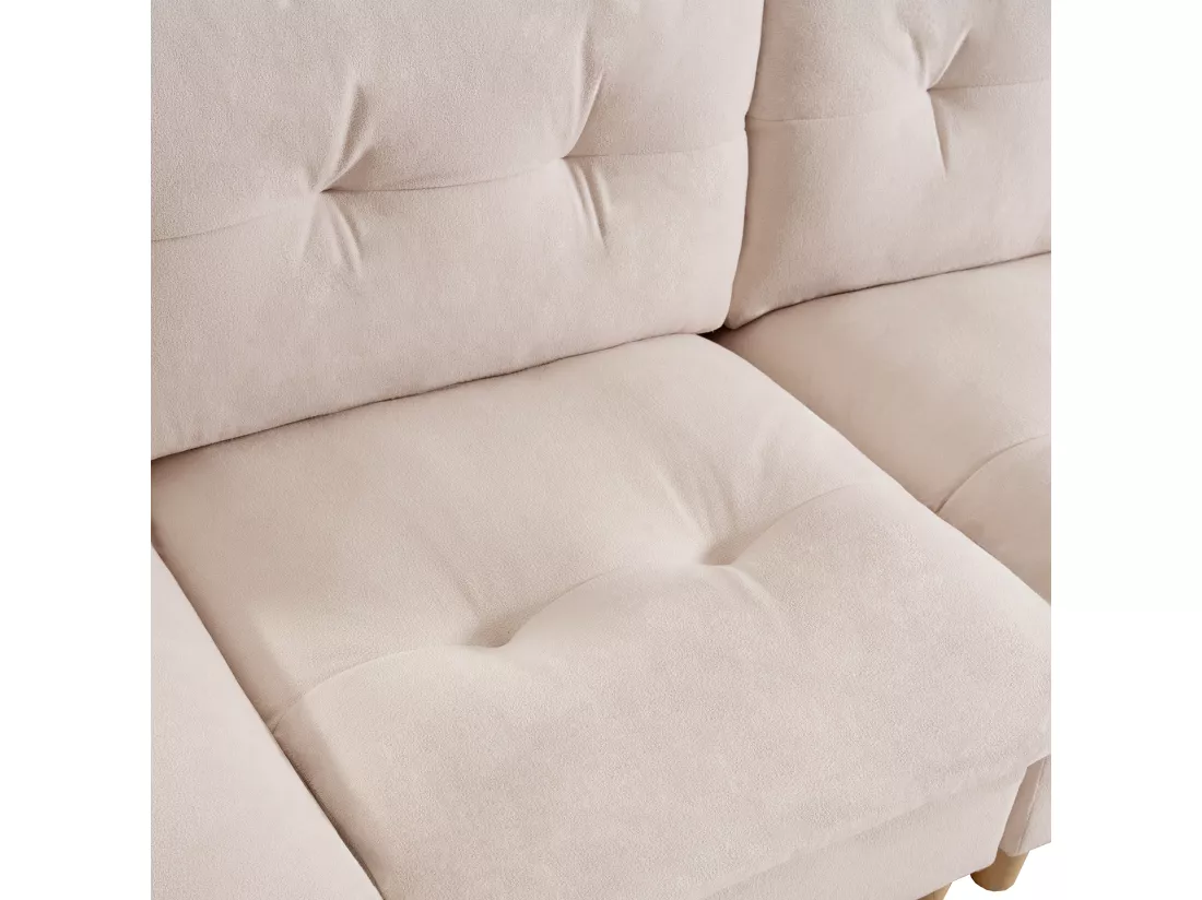 URBAN MEUBLE Canapé velours teddy beige 2 places pieds bois