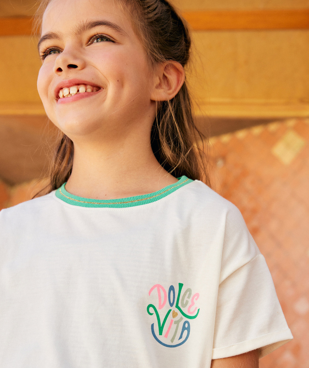 t-shirt manches courtes fille en coton bio dolce vita