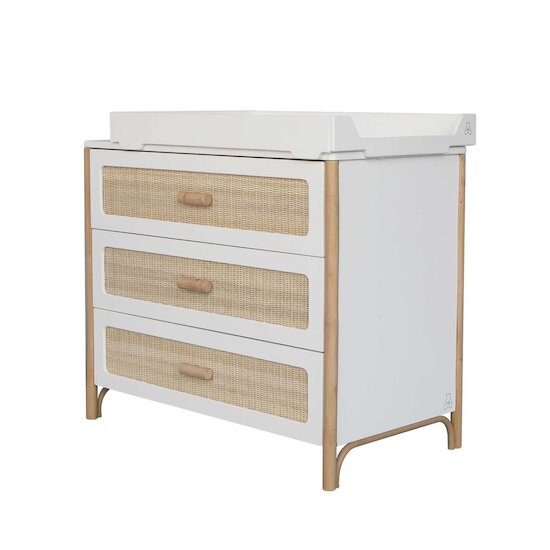 Océania commode 3 tiroirs tressage rotin   Neige        de               Théo