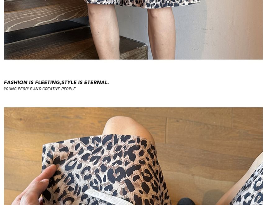 AXEN - Shorts met luipaardprint en trekkoord in de taille