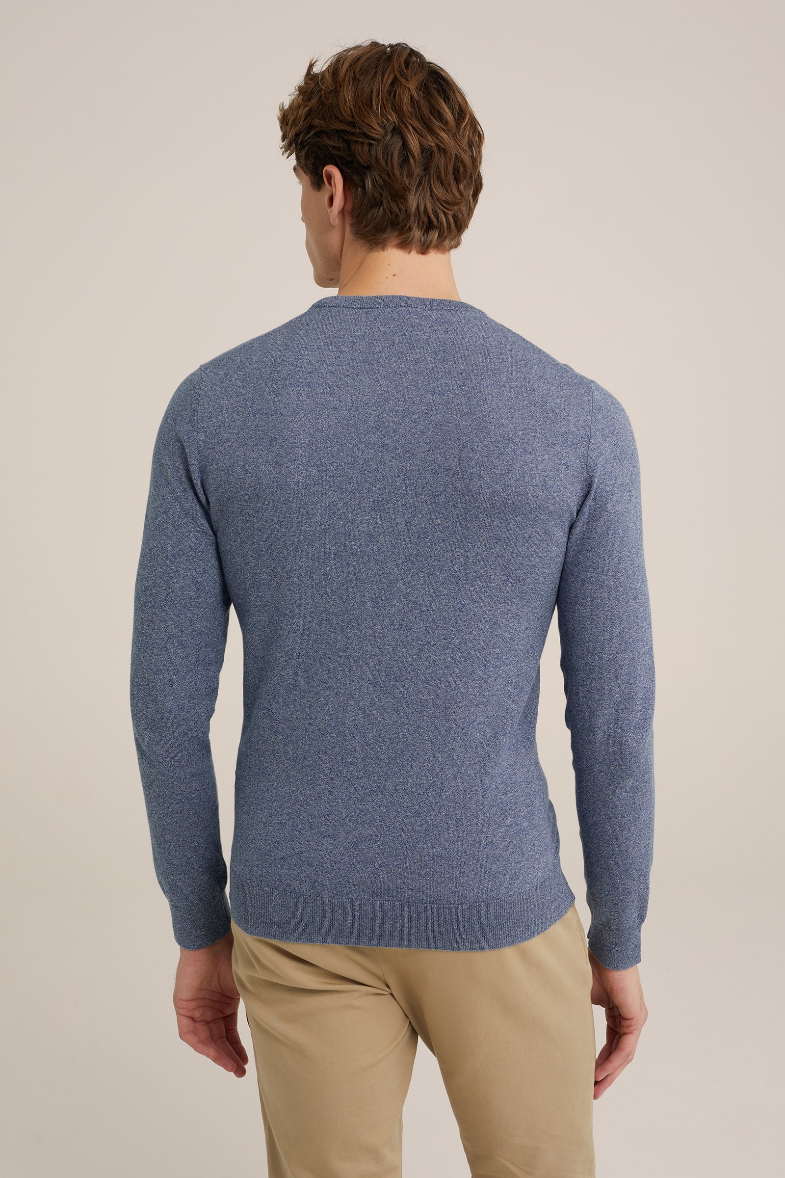 fijngebreide trui van katoenmix Fundamentals Felblauw
