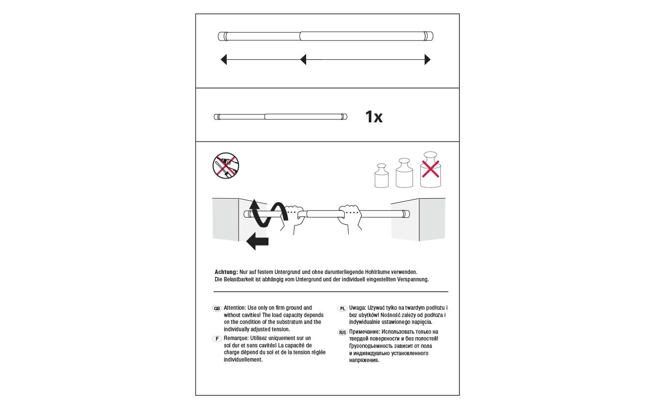 Spannstange 90 - 140 cm, WeissAusdrehbare Stange