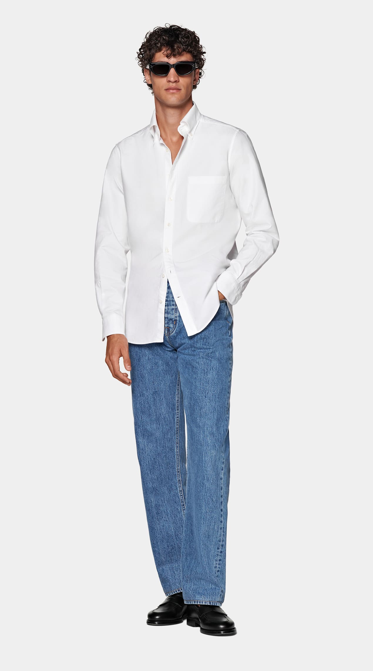 Chemise coupe ajustée en oxford blanche