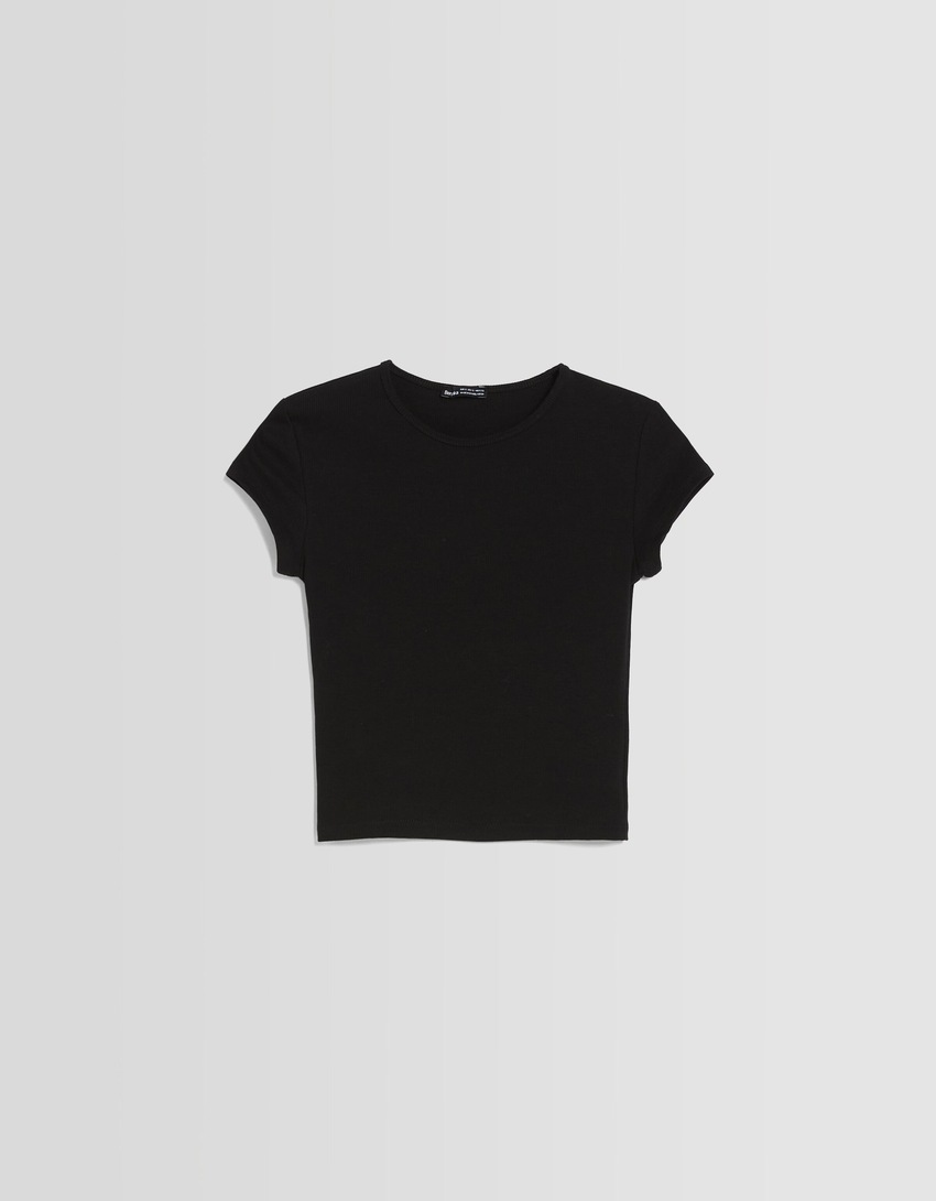 Camiseta canelada de manga curta