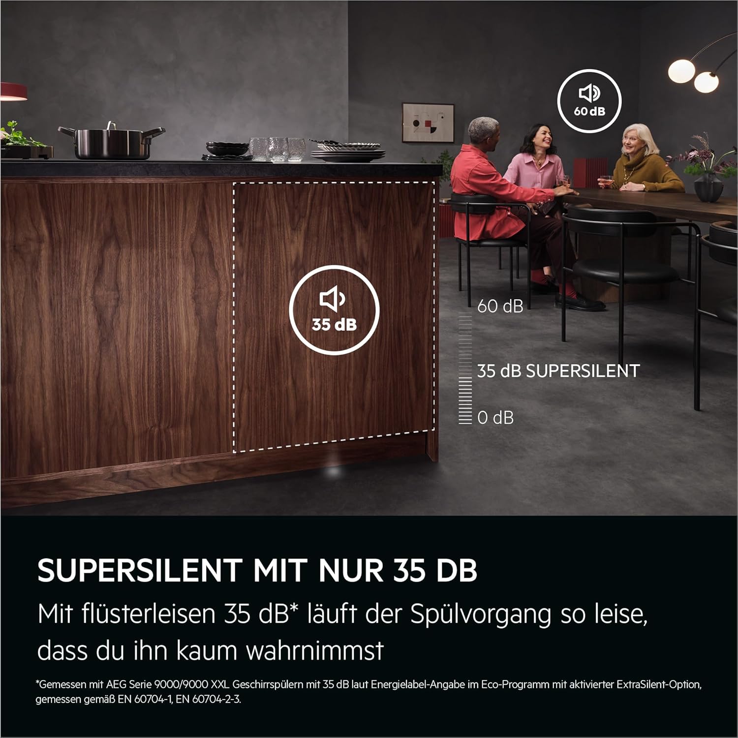 Vollintegrierter AEG 9000 Geschirrspüler, 60cm, smarte WiFi Spülmaschine, multifunktionale Körbe für Backbleche, Wein- & Biergläser, 35 dB mit SuperSilent, A-10%, TimeOnFloor, Innenlicht, GI9210X2CT