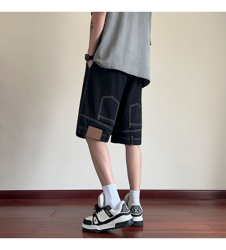Drawouf - Omgekeerde wijde denim shorts