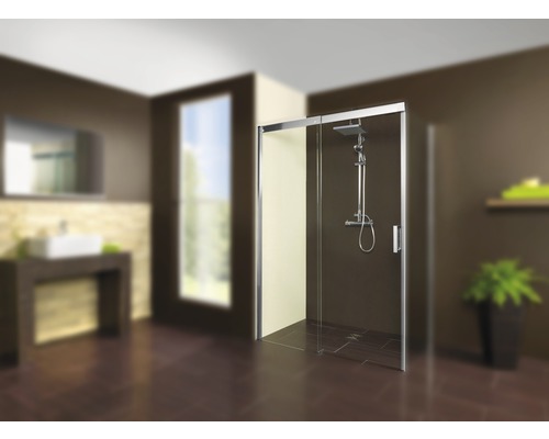 Schuifdeur voor zijwand Breuer Panorama Soft&Silent 120 cm, scharnier links, helder glas, profielkleur chroom