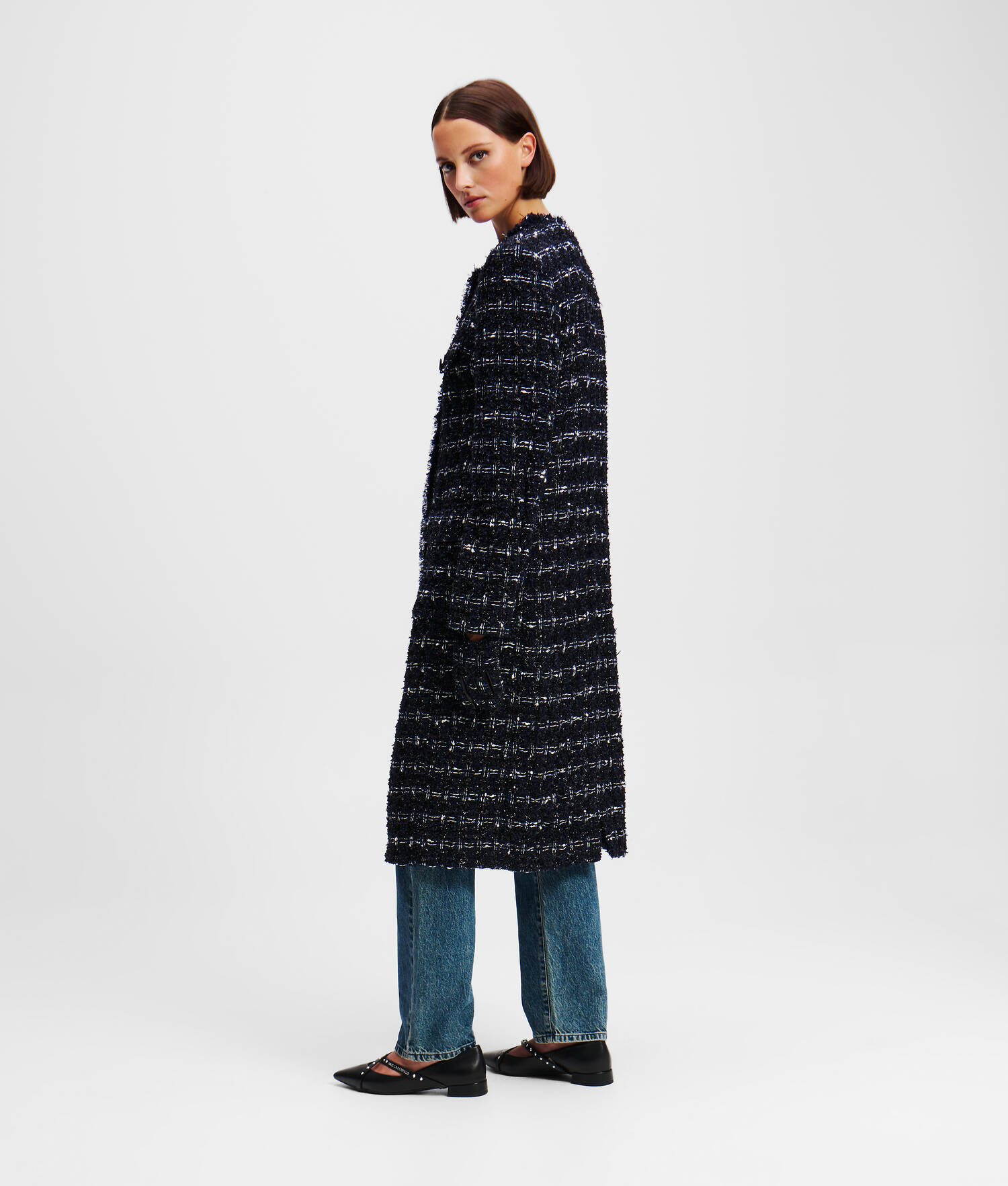 MANTEAU LONG EN BOUCLÉ - Boucle marine foncée