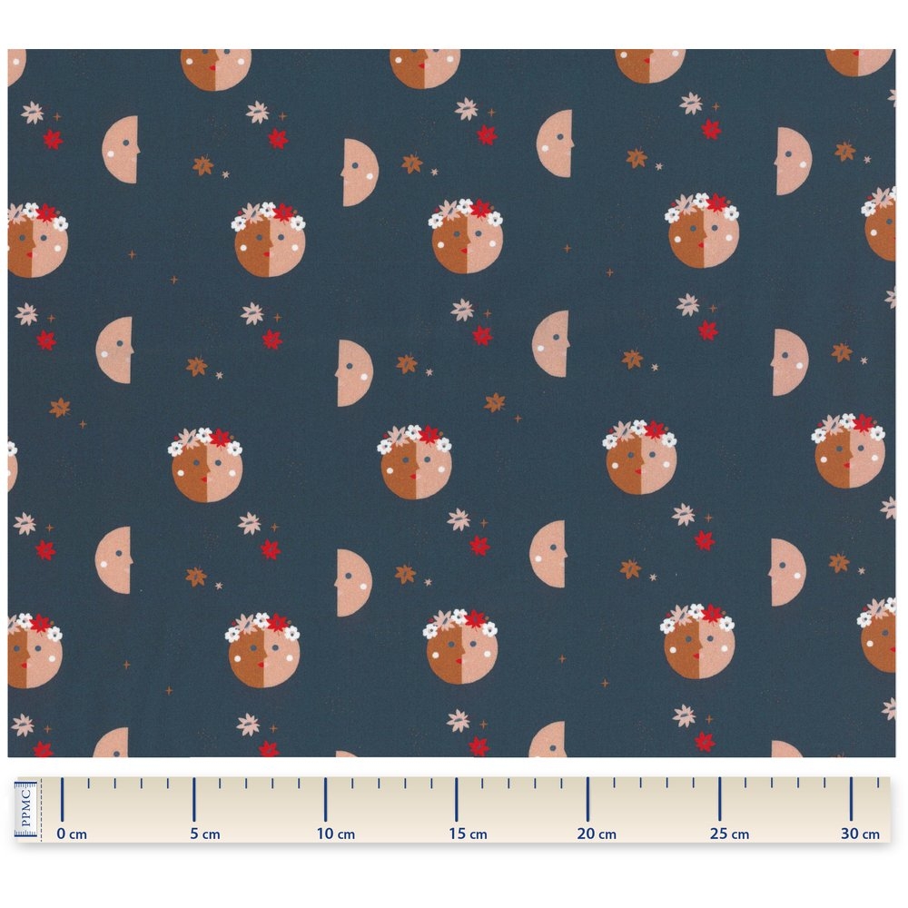 Coupon Tissu 1 M Ex2250 Lunes Fleuries