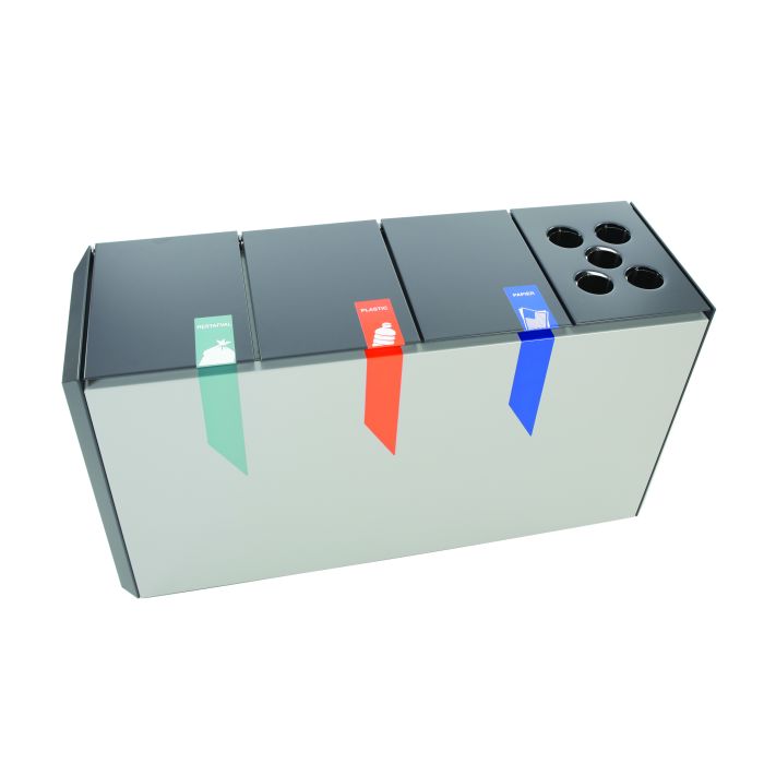 DutchDesign Brandveilige Afvalscheidingsunit Recyclostar 4 Bekerinzet 220 Liter Recycling afvalbak met bekerinzet, 4x55 liter (VB708376)