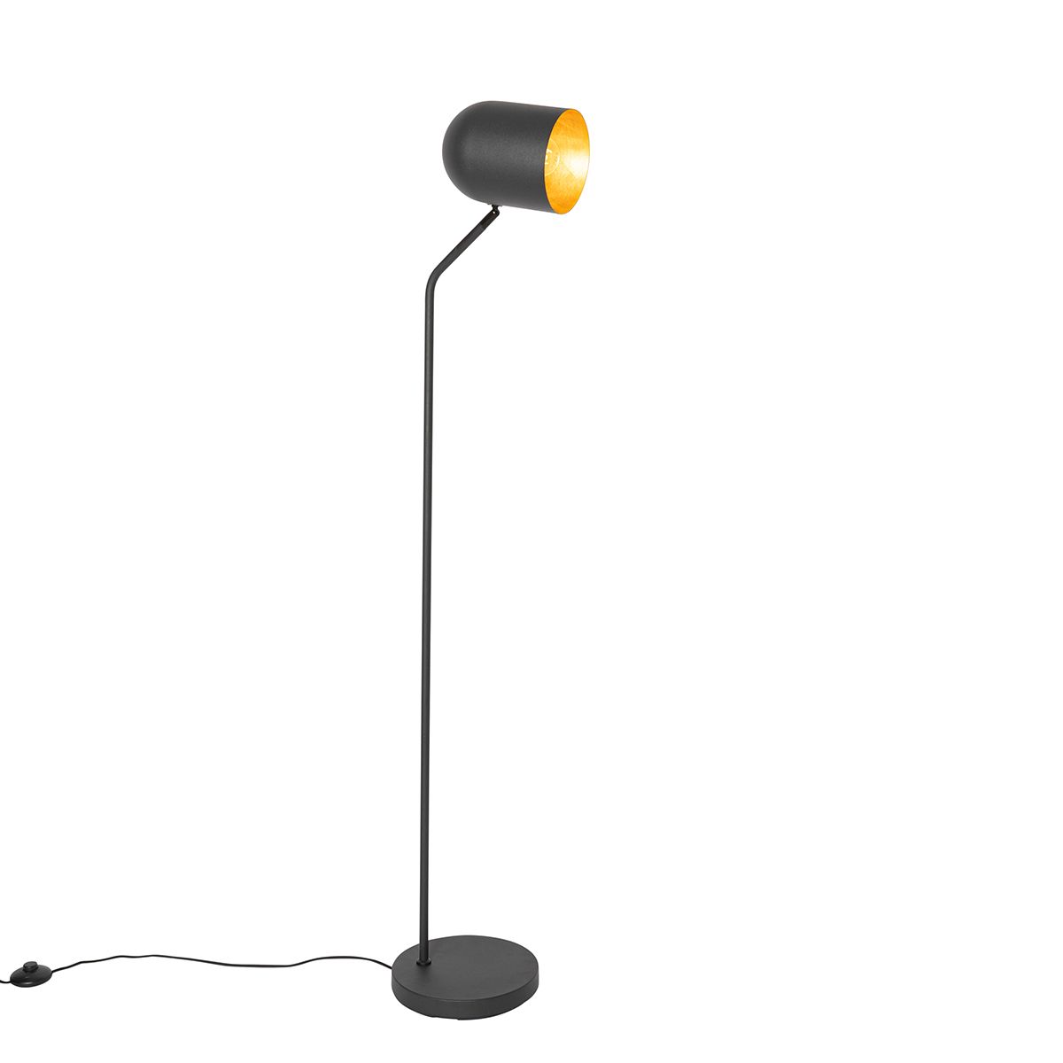 Moderne vloerlamp zwart met goud verstelbaar - Morik