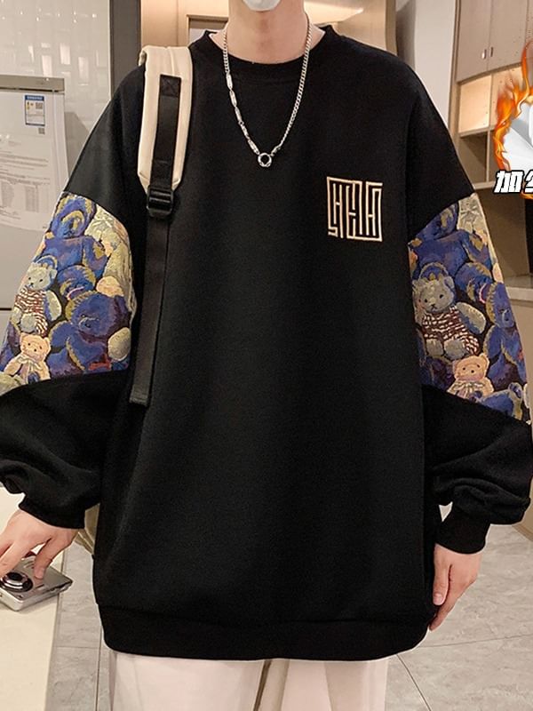 Obikan - Sweatshirt met ronde hals en berenpaneel