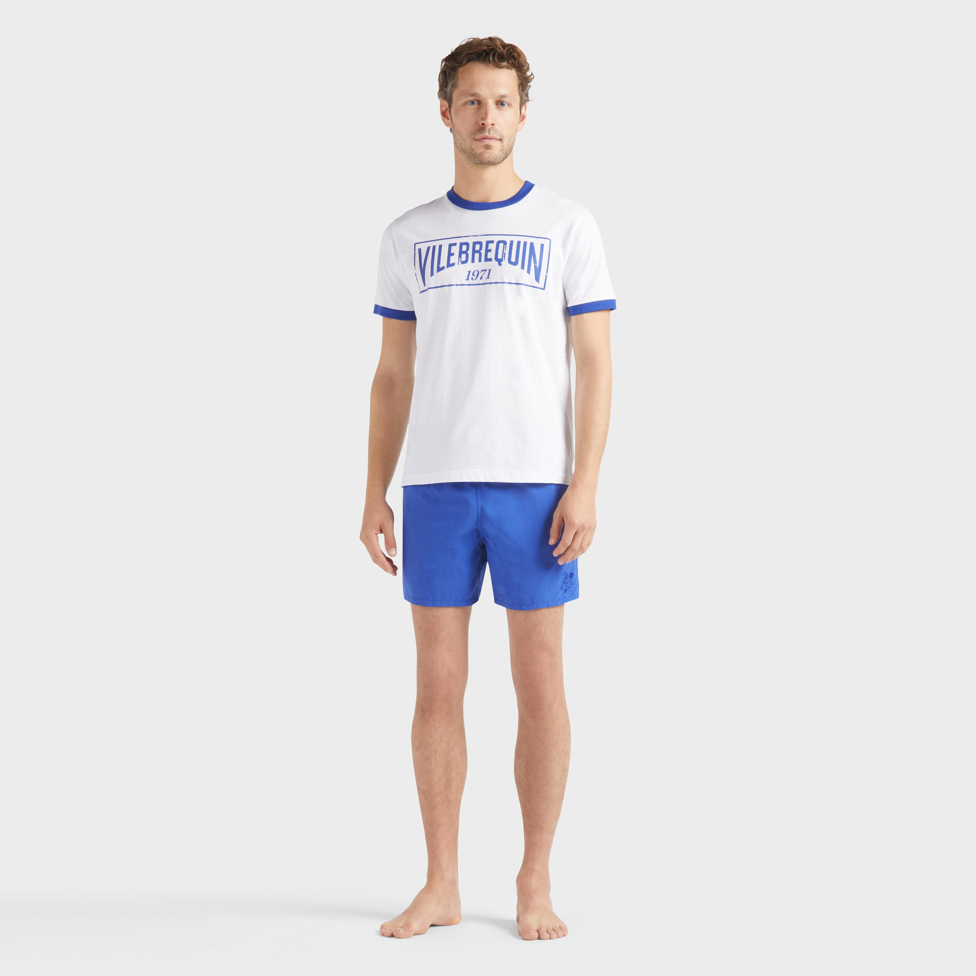 T-shirt en jersey de coton léger logo bicolore homme