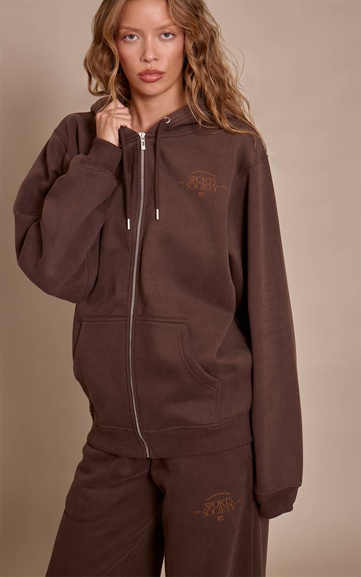 Chocolat Sweat À Casynthétiqueche Zippé Plt Sports Society