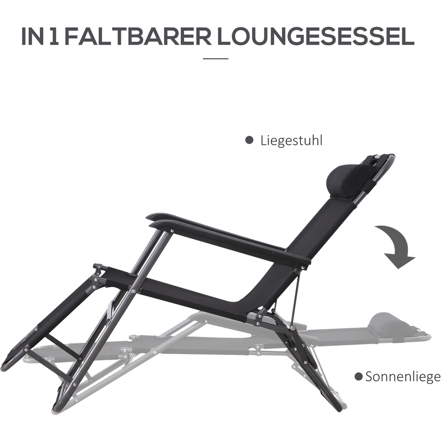 Outsunny Gartenliege mit faltbarem Design schwarz