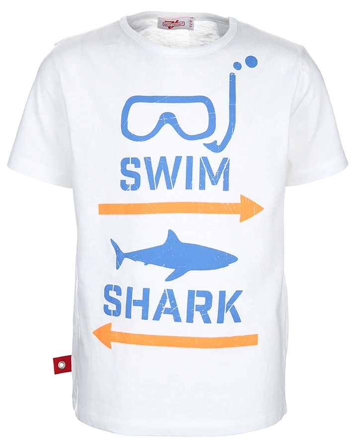 T-Shirt SWIM SHARK in weiß/orange