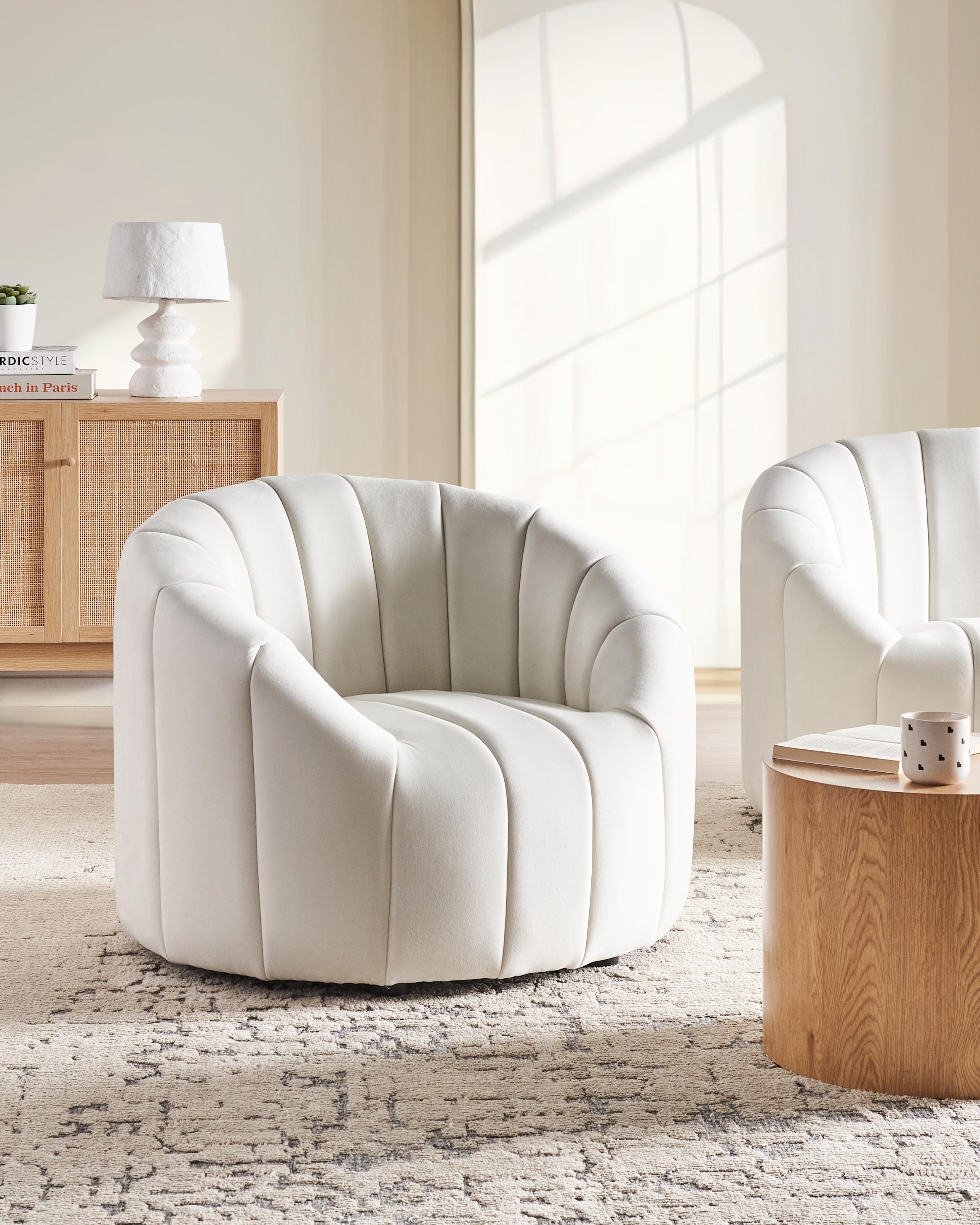 Fauteuil MALUNG Fluweel Gebroken wit