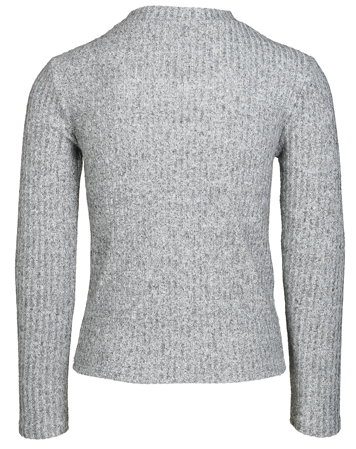 Rippstrick-Pullover CUT OUT in grau melange