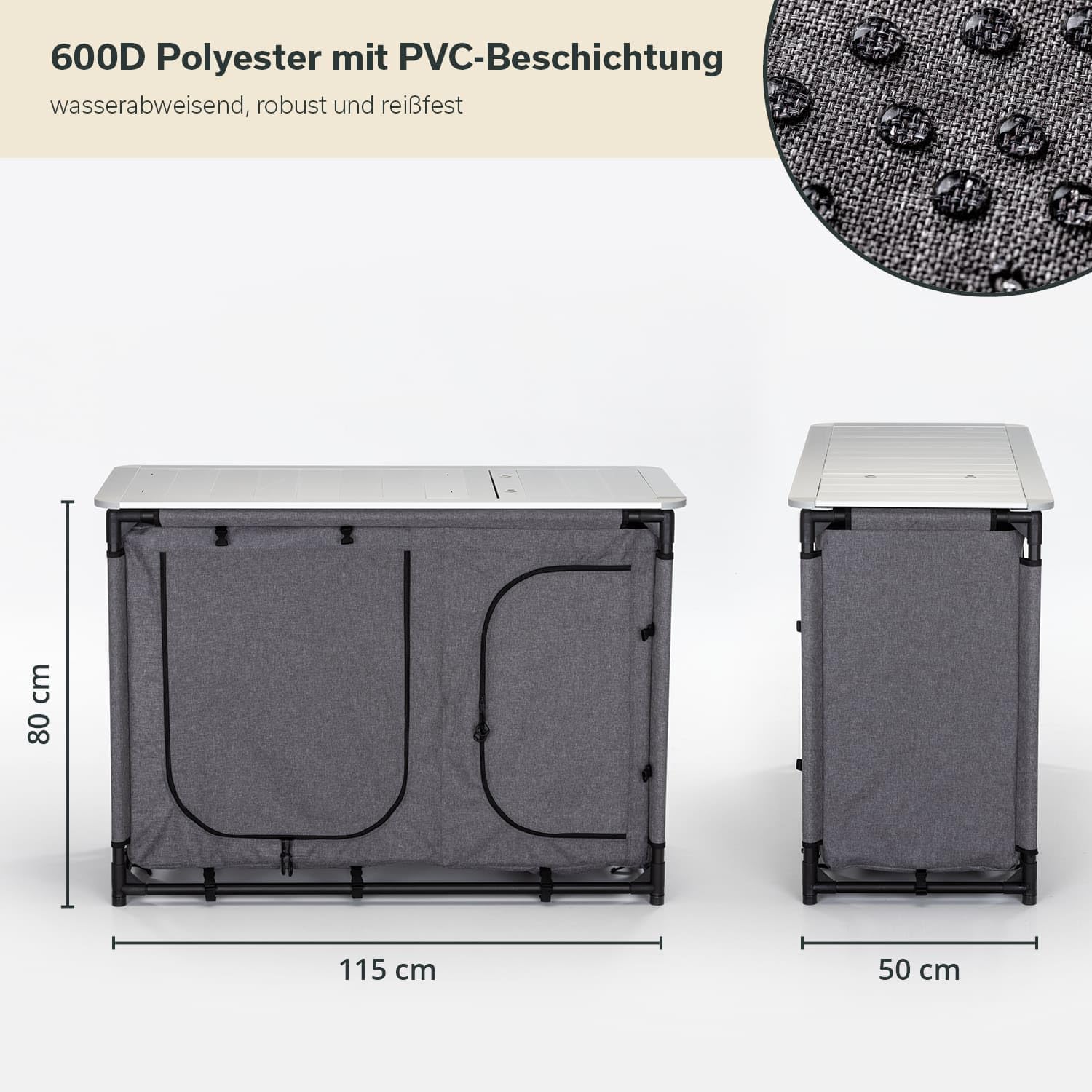 Skandika Campingküche Ruoka | Hochschrank/Küchenschrank mit Spüle & Wind- und Spritzschutz, Staufächer mit Einlegeböden, Tragetasche, Outdoorküche, Campingschrank | Outdoor Camping Küche, Reiseküche